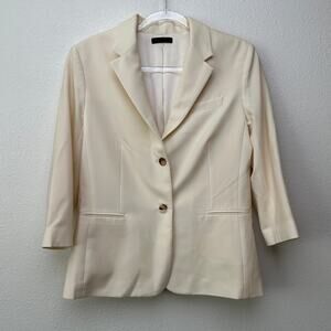 The Row Cream Wool-Silk Two-Button Blazer Jacket Women’s 14